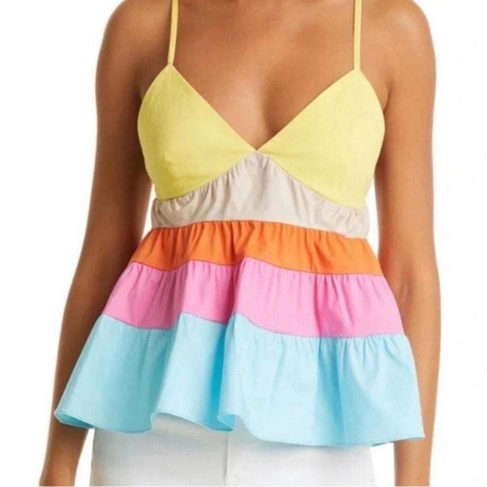 STAUD Olympia Striped Poplin Sleeveless Top  - Size: S - Brand New